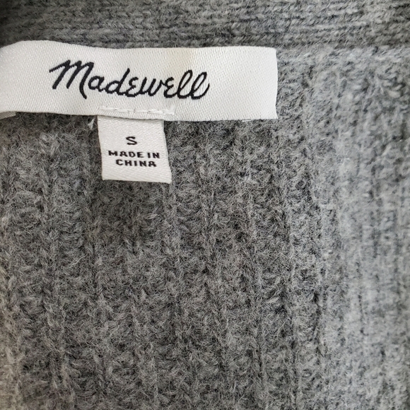 Madewell Merino Wool Lyle Rib Henley Chunky Grey Sweater - Picture 6 of 8